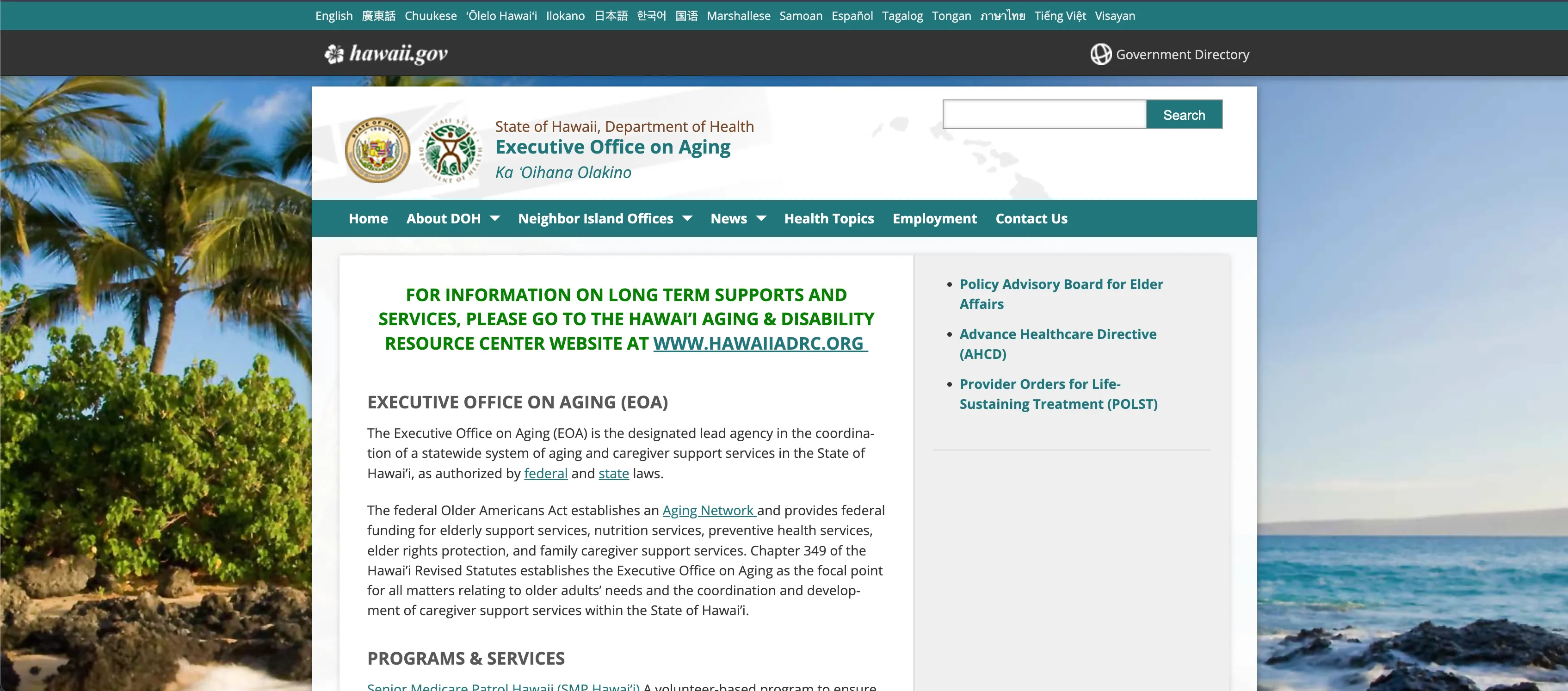 Executive Office on Aging – Programs & Services